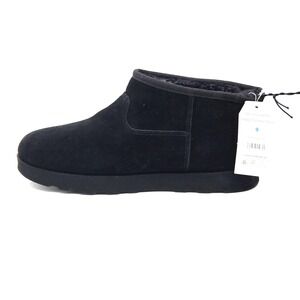 Time and Tru Womens Genuine Suede Cozy Boots: Black, Fur Lined Size 9 NWT